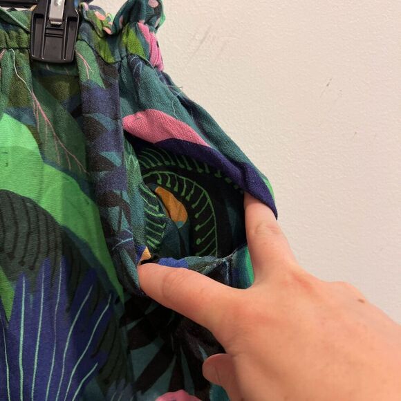 Farm Rio Anthropologie Women Colorful Cropped Pants S Tropique Boho Tropical - Picture 5 of 9